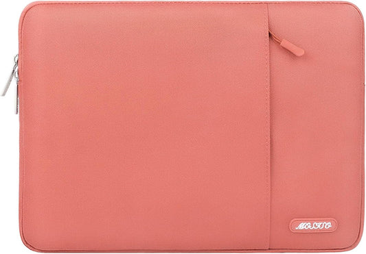 Laptop Sleeve Bag Compatible with Macbook Air/Pro, 13-13.3 Inch Notebook, Compatible with Macbook Pro 14 Inch M3 M2 M1 Chip Pro Max 2024-2021, Polyester Vertical Case with Pocket, Coral