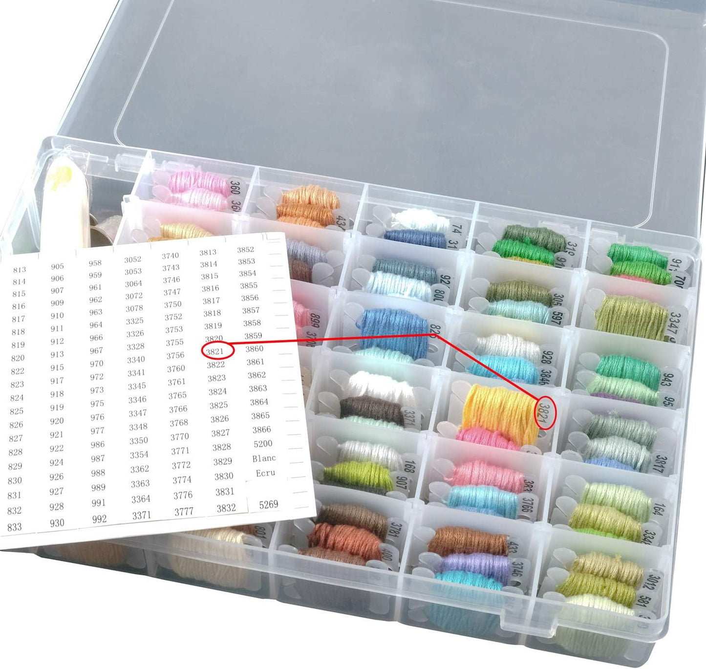 120 Pieces Plastic Floss Bobbins with 36 Grids Embroidery Floss Cross Stitch Organizer Box, White