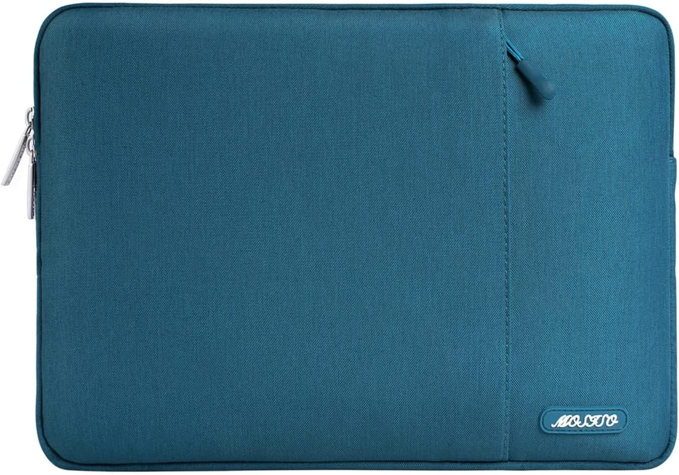 Laptop Sleeve Bag Compatible with Macbook Air 15 Inch M3 A3114 M2 A2941 2023 2024/Pro A1990 A1707,Surface Laptop 15,Dell XPS 15,HP Stream 14, Polyester Vertical Case with Pocket, Deep Teal