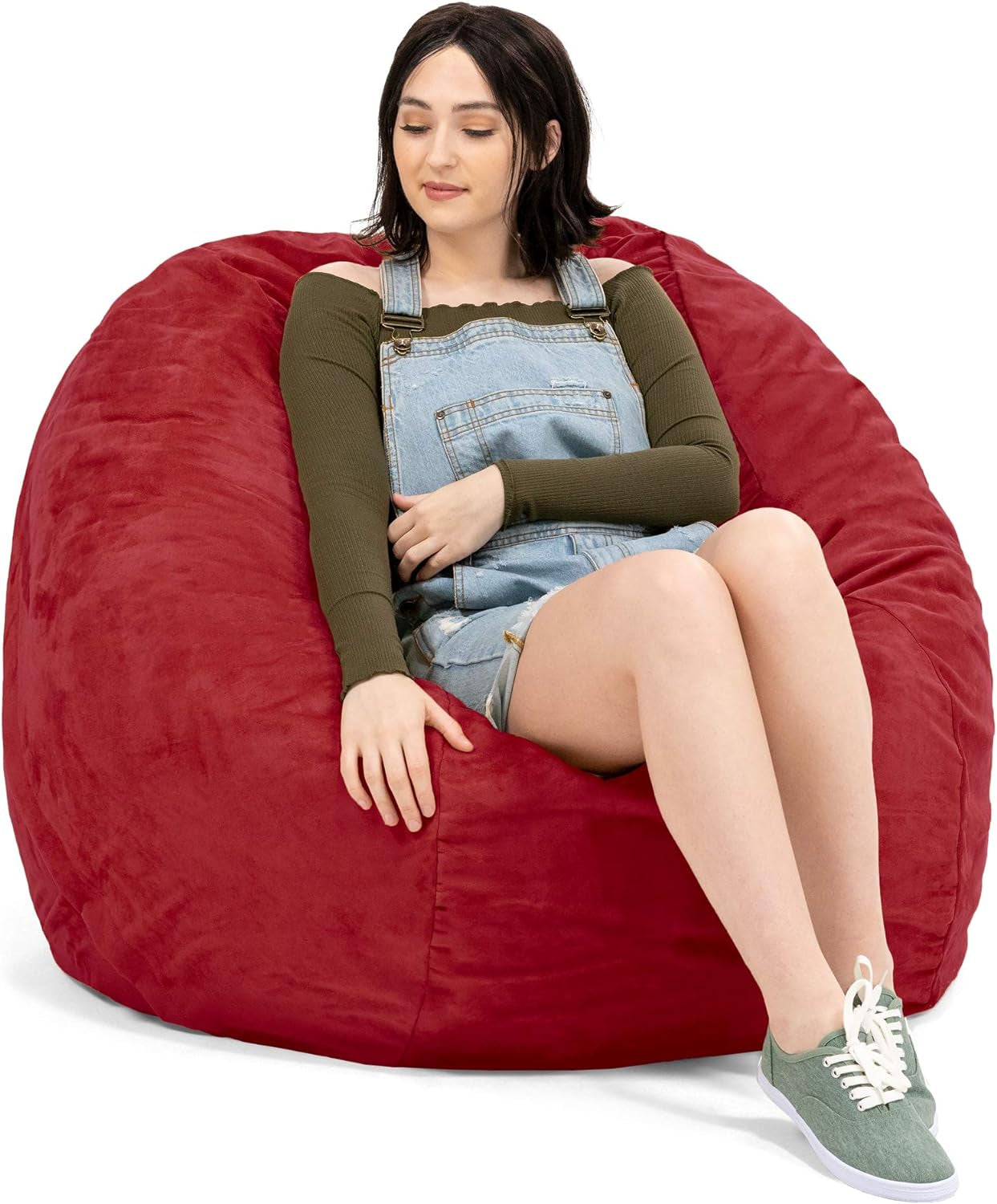 Saxx 4 Ft Plush round Bean Bag, 4-Foot, Microsuede Charcoal