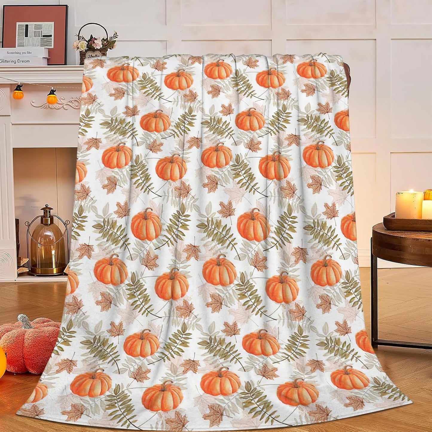 Fall Decor Pumpkin Blanket Autumn Harvest Throw Blankets Soft Cozy Plush Fleece Pumpkin Bedding Blanket for Girls Kids Adults 40" X 50"