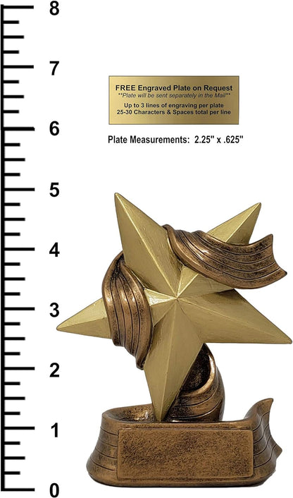 Gold Star Trophy - 5 or 7 Inch Tall | Gold Star Award | Employee Superstar Recognition Trophy - Engraved Plate on Request