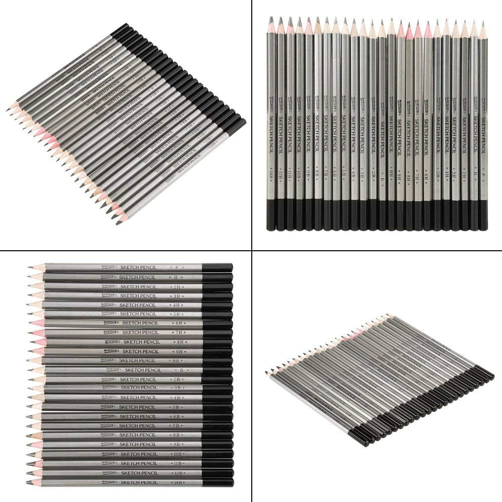 24Pcs Drawing Pencils Set, Sketch Art Graphite Drawing Pencil 9H 8H 7H 6H 5H 4H 3H 2H H HB F B 2B 3B 4B 5B 6B 7B 8B 9B 10B 11B 12B 14B