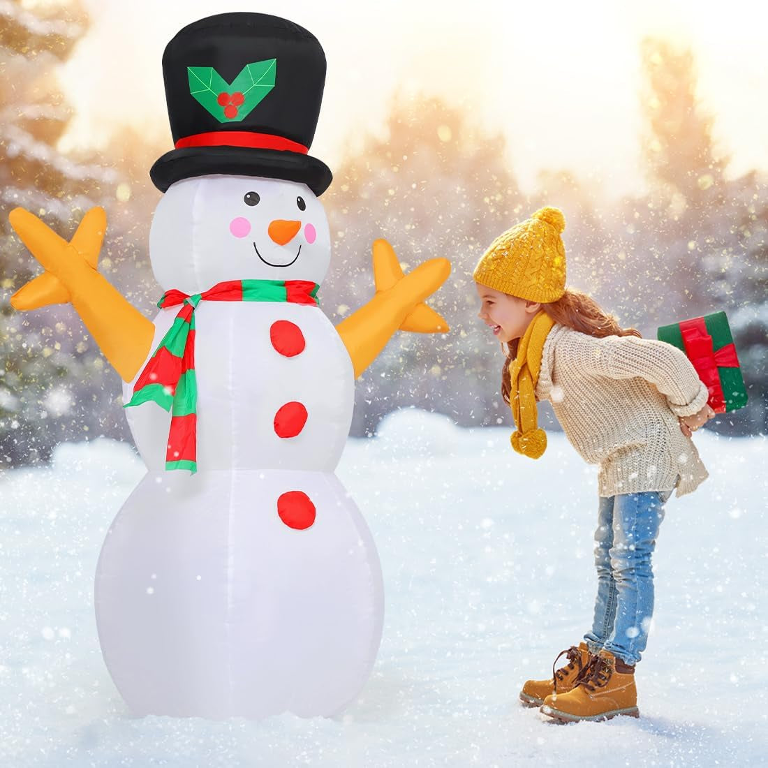 5 FT Christmas Snowman Inflatable Decoration Blow up Snowman Outdoor Christmas Yard Decoration with Branch Hand Blow up Holiday Indoor Outdoor Party Garden Yard Decoration