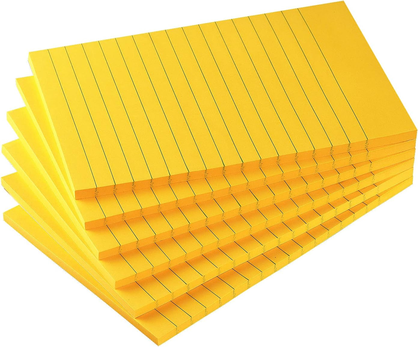 6 Pads Lined Sticky Notes with Lines 4X6 Self-Stick Notes Bright Color Sticky Notes, 45 Sheets/Pad (Yellow)