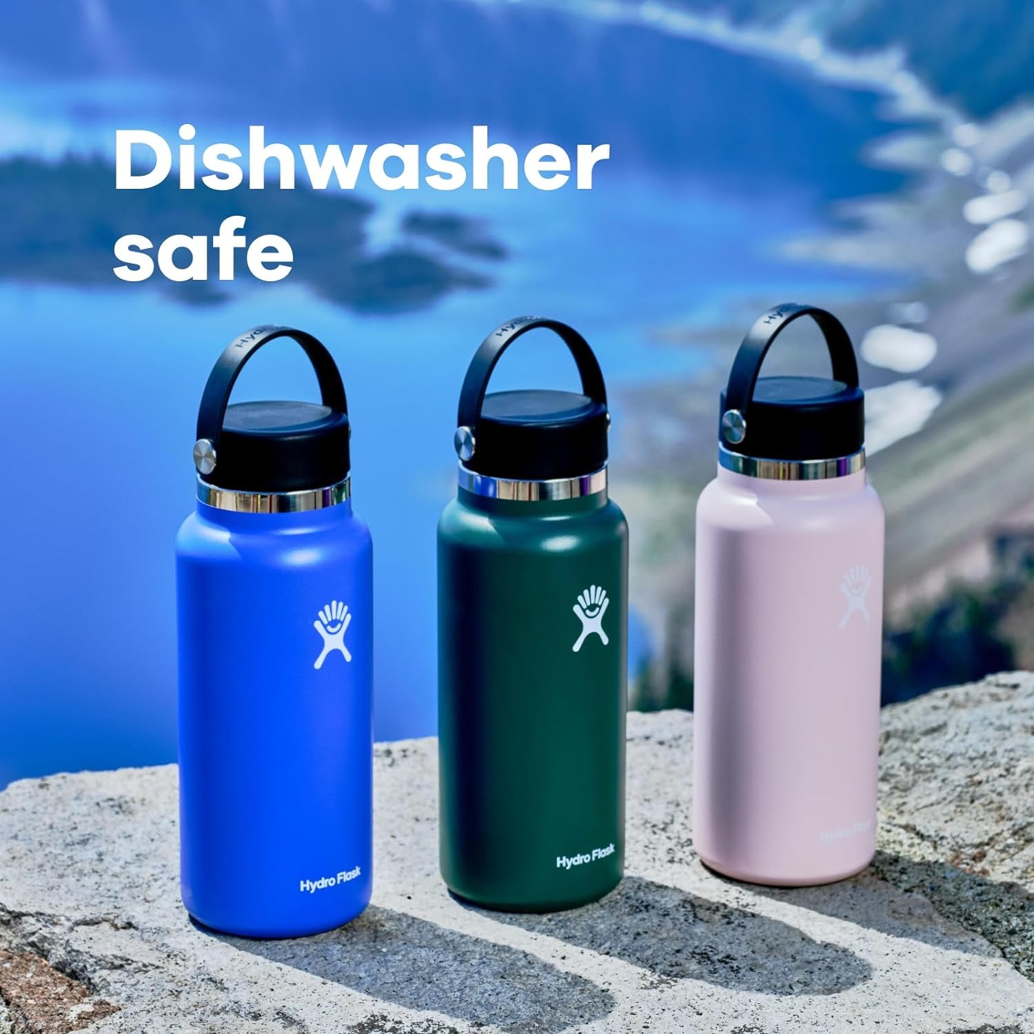 Wide Mouth Vacuum Insulated Stainless Steel Water Bottle with Leakproof Closeable Lid for Cold Water Drinks, Sports, Travel, Car and School