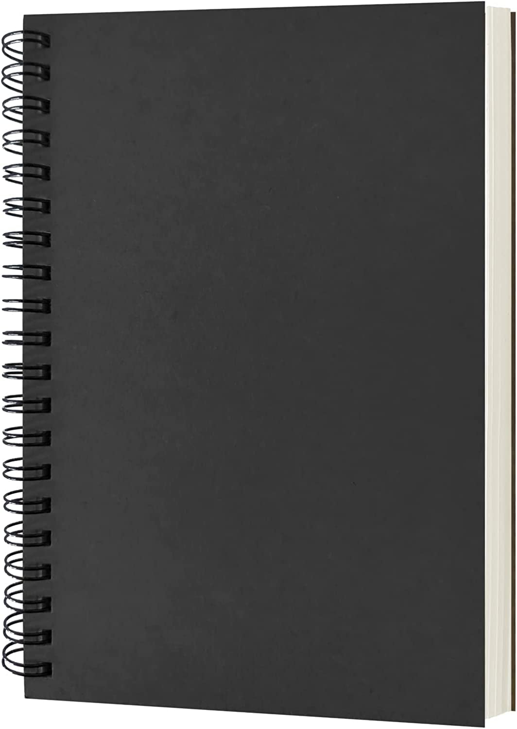 Blank Spiral Notebook, 1-Pack, Soft Cover, Sketch Book, 100 Pages / 50 Sheets, 7.5 Inch X 5.1 Inch (Black)