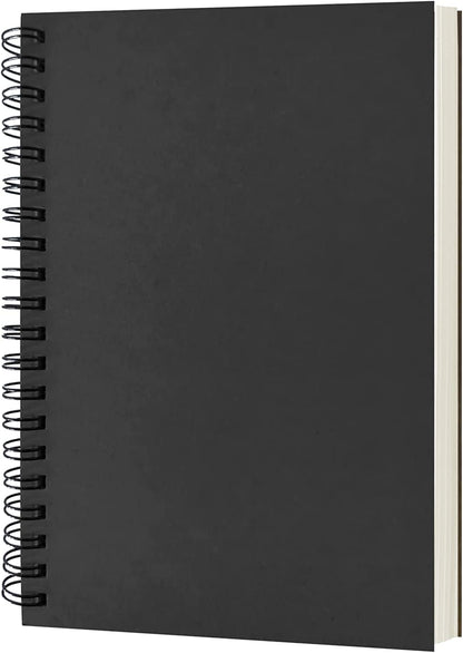 Blank Spiral Notebook, 1-Pack, Soft Cover, Sketch Book, 100 Pages / 50 Sheets, 7.5 Inch X 5.1 Inch (Black)