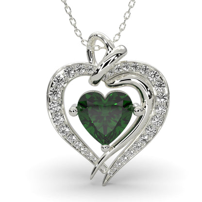 925 Sterling Silver Heart Necklace   Birthstone Elegant Pendant for Women