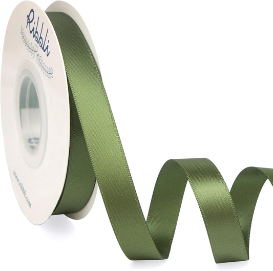 Moss Green Satin Ribbon,Double Faced Satin 1/2 Inch X Continuous 25 Yards,Use for Bows Bouquet,Gift Wrapping,Wedding Decoration,Floral Arrangement