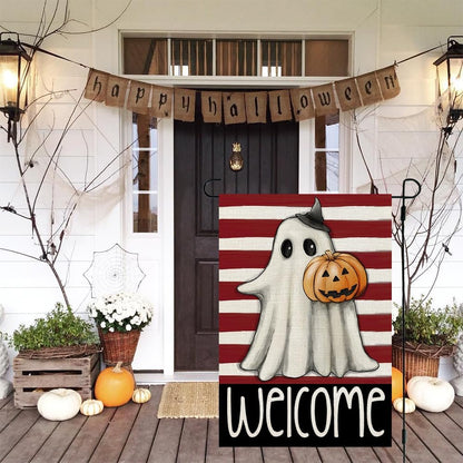 Halloween Ghost Garden Flag 12X18 Inch Double Sided for outside Small Holiday Yard Decoration