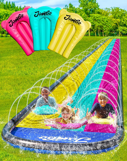 XL Premium Slip Splash and Slide with 3 Bodyboards, Heavy Duty Water Slide with Advanced 3-Way Water Sprinkler System, Backyard Waterslide Outdoor Water Toys N Slides for Kids, Splash Pad