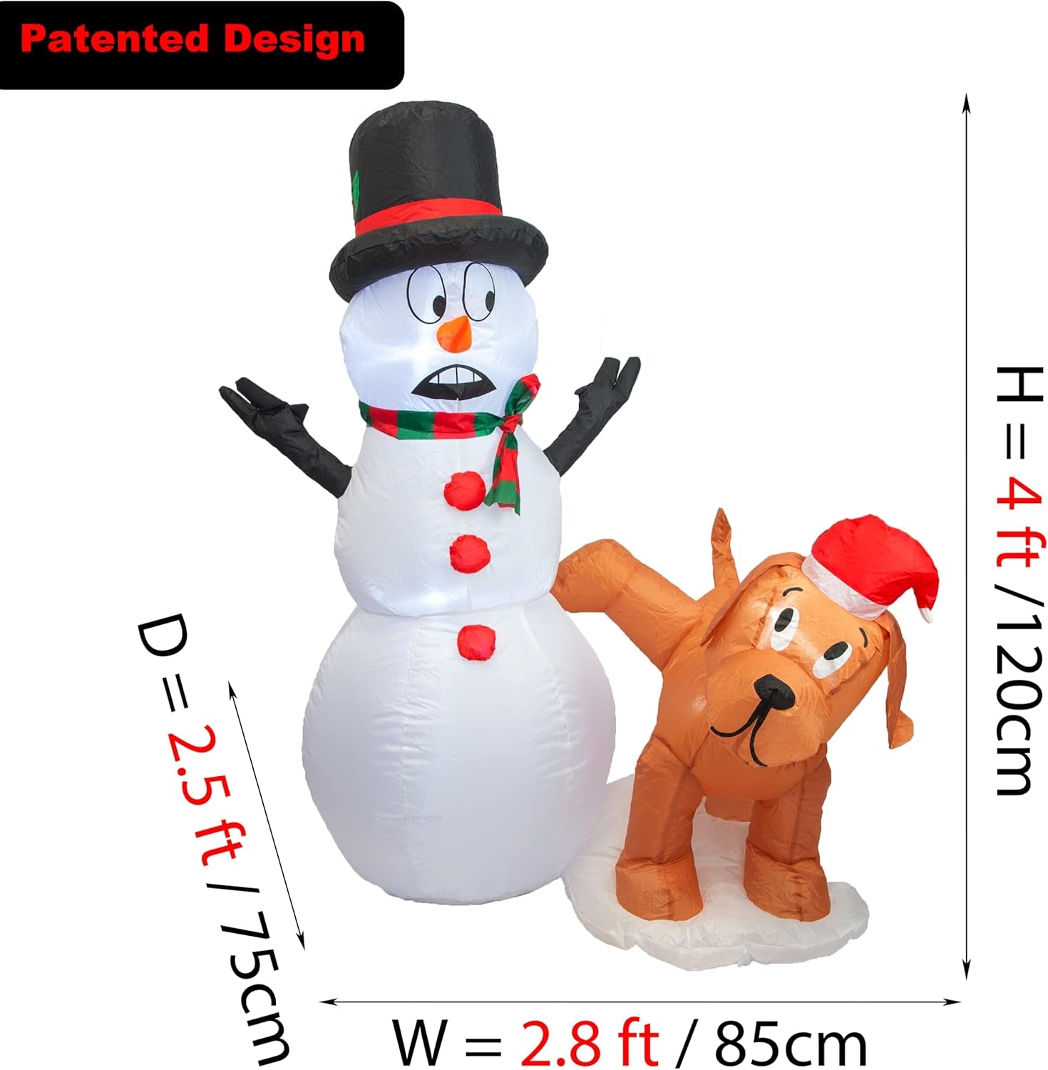 Christmas Decorations 5 FT Black Inflatable Snowman W/Christmas Hat Unique Holiday Blow up Outdoor/Indoor/House/Yard Decor Also Suitable for Halloween W/Led Lights & Free Storage Bag