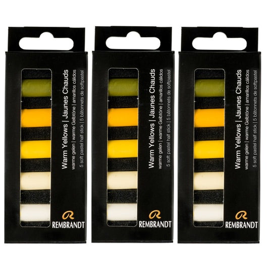 Soft Pastels Micro Sets, Warm Yellows Per Set, 5 Half Sticks, 3 Sets