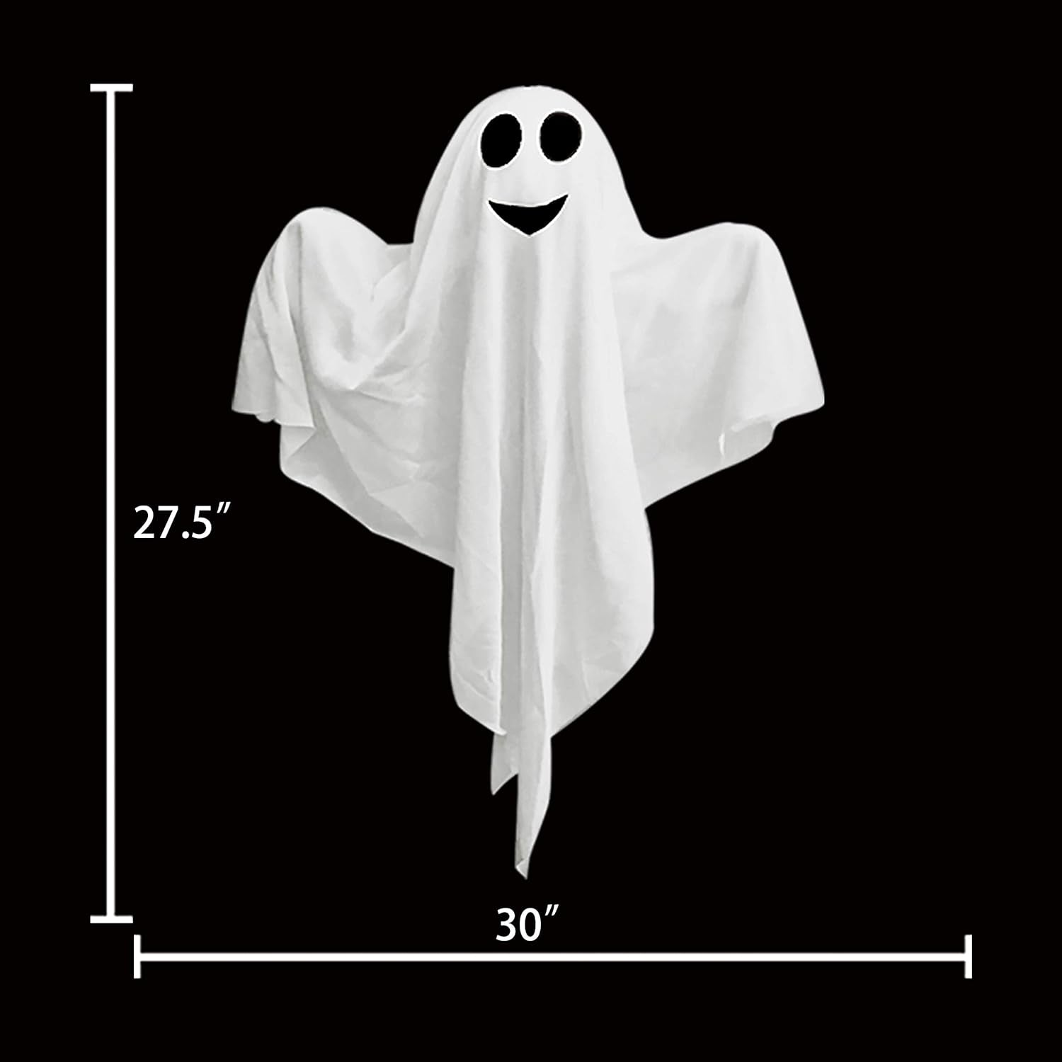 4 Pack Halloween Hanging Ghosts, 27.5" Light-Up Cute Flying Ghost Decorations for Front Yard Patio Lawn Garden Party Décor and Holiday Decorations