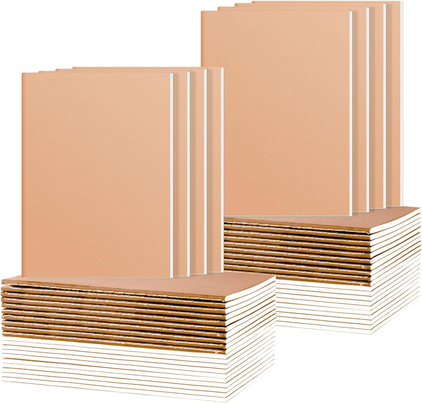 48 Pack A5 Kraft Notebooks, Journals in Bulk, Blank Paper Sketchbooks, 72 Pages, 36 Sheets, 80GSM, 8.3X5.5 Inch, Travel Writing Notebooks Journal for Office School Supplies