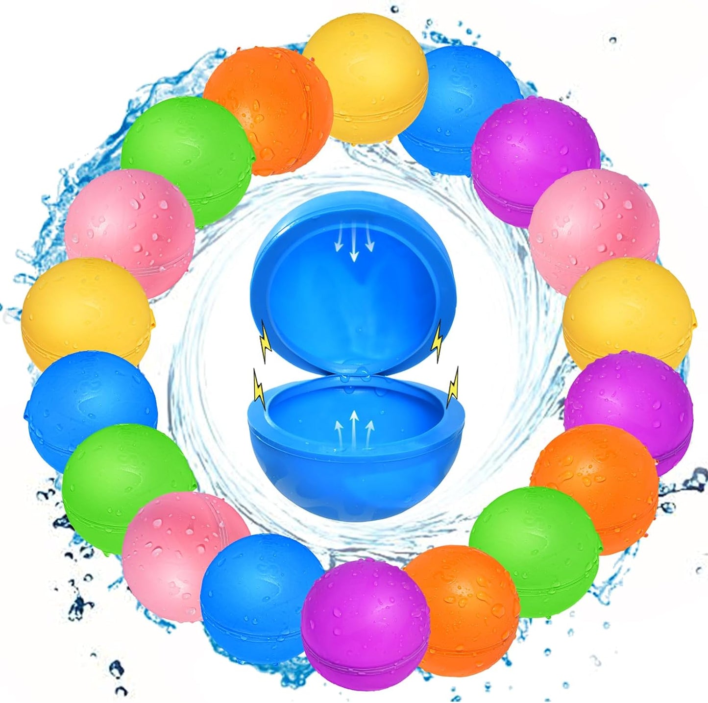 6Pcs Reusable Water Balloons, Pool Beach Toys for Kids Ages 3-12，Magnetic Water Balloons for Outdoor Toys, Summer Water Toys for Boys and Girls