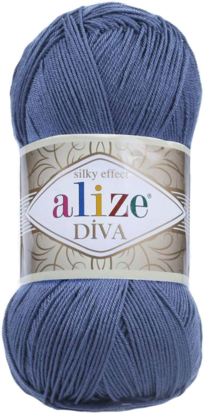 Diva Silk Effect 100% Microfiber Acrylic Yarn 1 Ball Skeins 100Gr 383Yds Color (361 - Navy)