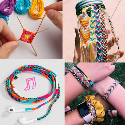 Embroidery Floss 50 Skeins Cross Stitch Thread Rainbow Color Friendship Bracelets Floss Crafts Floss with 12 Pcs Floss Bobbins and 1 Pcs Needle-Threading Tool