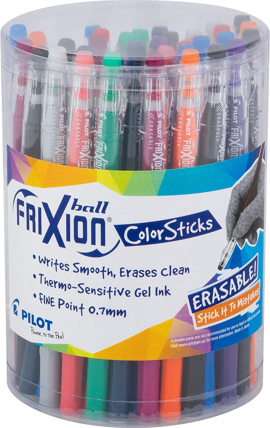 , Frixion Colorsticks Erasable Gel Ink Pens, Fine Point 0.7 Mm, Tub of 36, Assorted Colors