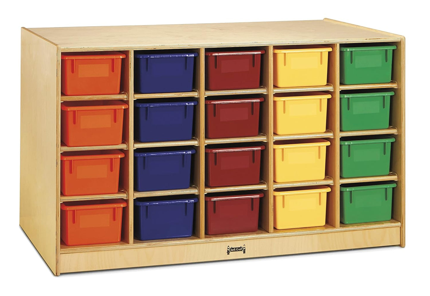 3093JC Double-Sided Island with Single & 20 Cubbies with Assorted Colored Bins