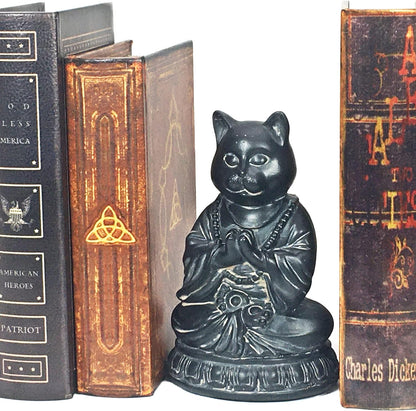 Cat Statue Kitten Cute Pet Yoga Zen Pose Dhyana Mudra Buddha Sculptures Collectible Vintage Figurines 6 Inch