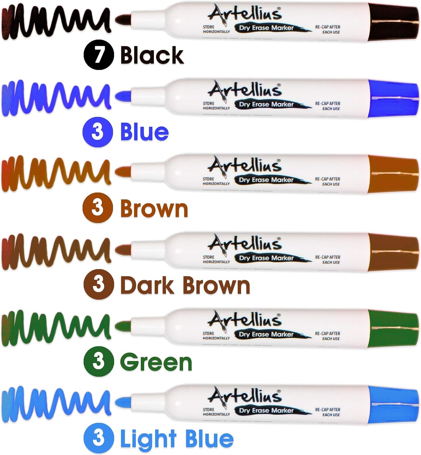 40 Pack of Dry Erase Markers (12 ASSORTED COLORS W/ 7 EXTRA BLACK) - Thick Barrel Design - Perfect Pens for Writing on Whiteboards, Dry-Erase Boards, Mirrors, & All White Board Surfaces