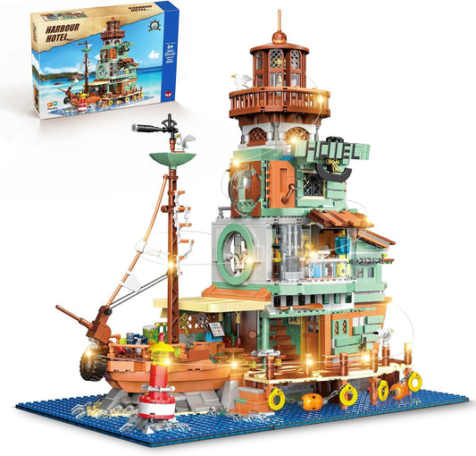 Harbour Hotel Mini Bricks Building Kit, Ideas Creative Architecture Building Toys Birthday Gift for Adult Boys Girls -2142 Pieces