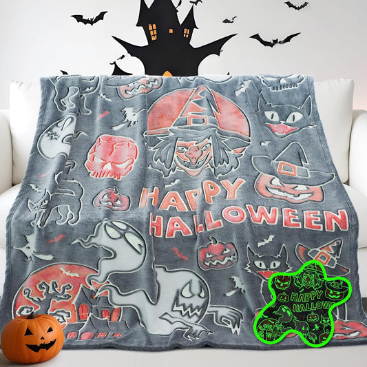 Halloween Blanket Pumpkin Throw Blanket Witchy Blanket Glow in the Dark for Kids Adults Halloween Decorations 50"X60"