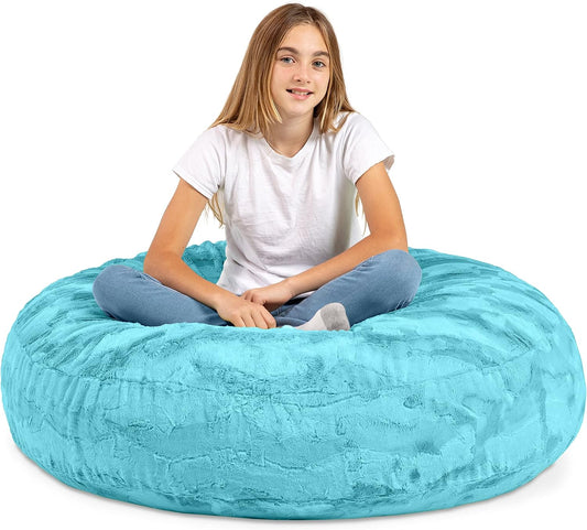 Cocoon 4 Foot Bean Bag Chair - Faux Fur, Maui Turquoise