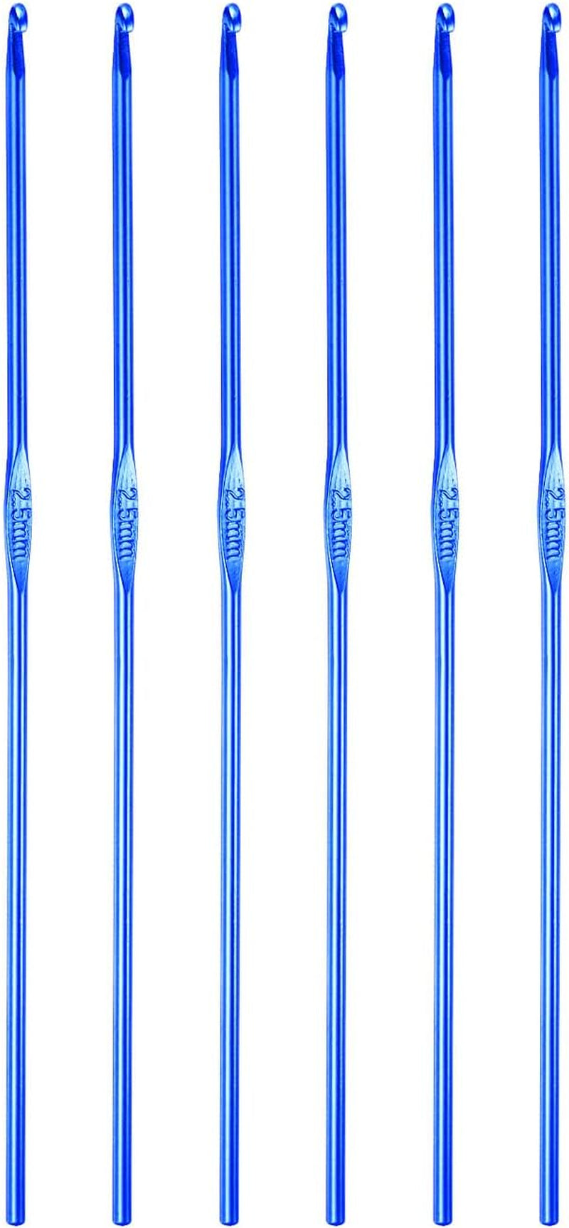 Aluminum Crochet Hook 5Mm US Size H (Size 8) Knitting Needles for DIY Craft Yarn Blue 6Pcs