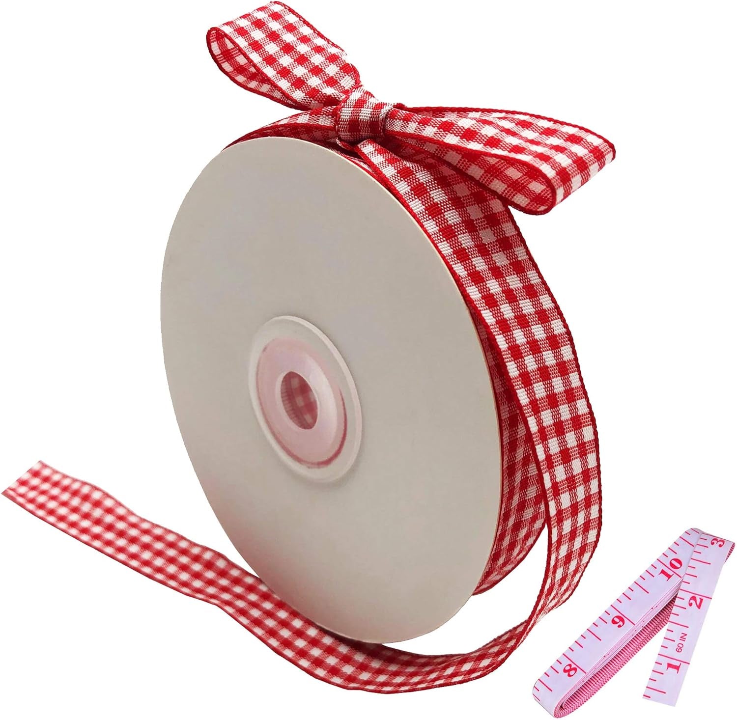 2 PACK 50 Yards 5/8" Black and White Gingham Ribbon + Red and White Buffalo Check Ribbon, Party Craft Decoration Ribbon, 5/8 Inch Polyester Woven Edge Roll for Hair Accessories Craft and Gift Wrapping