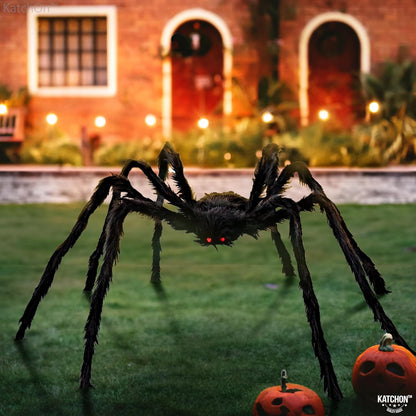 , Halloween Yard Decorations - Black Hairy Spider, 79 Inch | Halloween Outdoor Decorations | Fake Bendable Scary Spider for Halloween Yard Party
