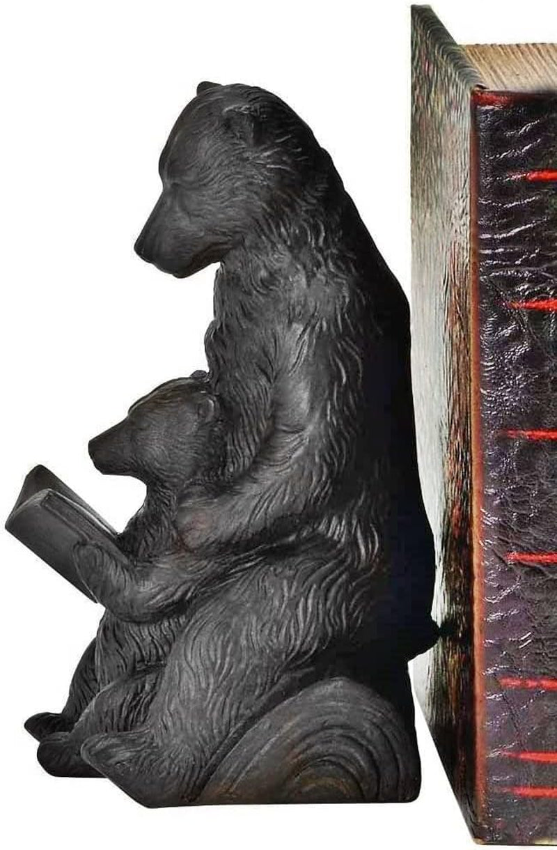 Vintage Bookends Grizzly Bear Mom and Cub Kids Reading Book Ends Desk Top Bookrack Bookshelves Stopper Support Cabin Cottage Jungle Animal Farmhouse Boho Home Decor Heavy Duty