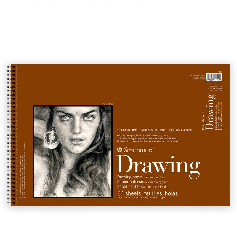 400 Series Drawing Paper Pad, Top Wire Binding, 24 Sheet, 12x18 inch, 1 Count