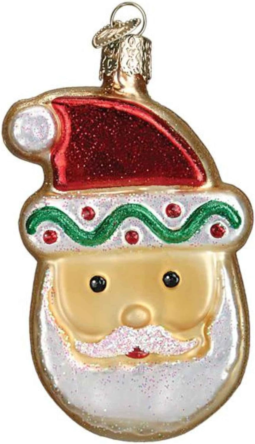 Santa Sugar Cookie Glass Blown Ornament for Christmas Tree