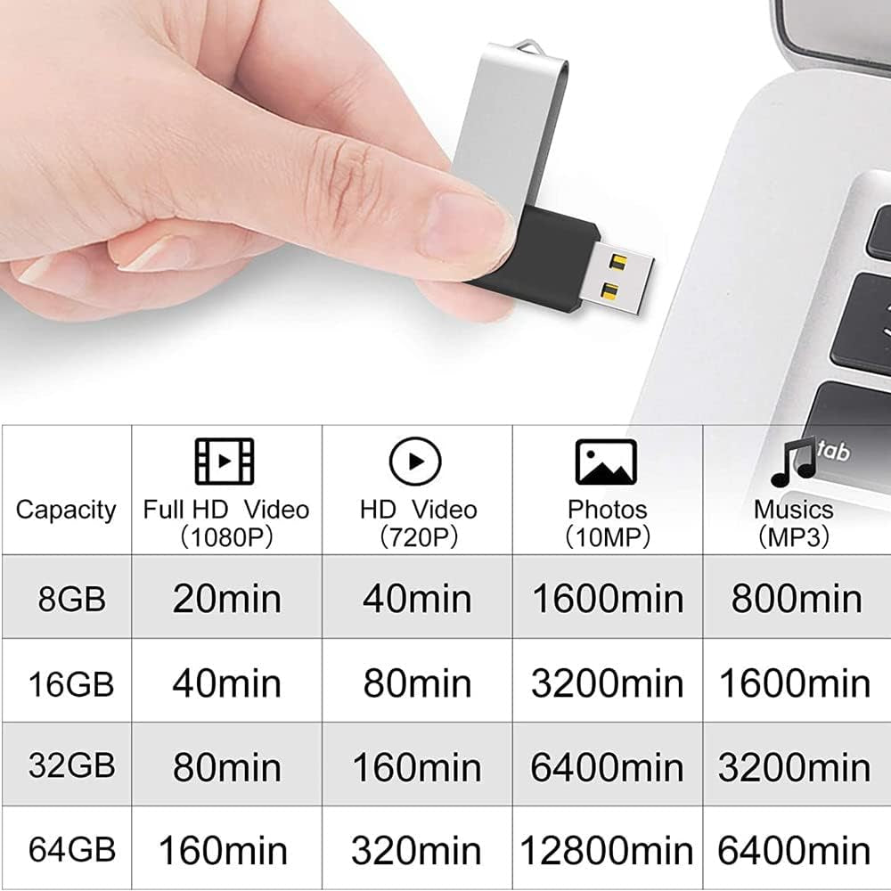 2 Pack 64GB USB Flash Drive USB 2.0 Thumb Drives Jump Drive Fold Storage Memory Stick Swivel Design - Black