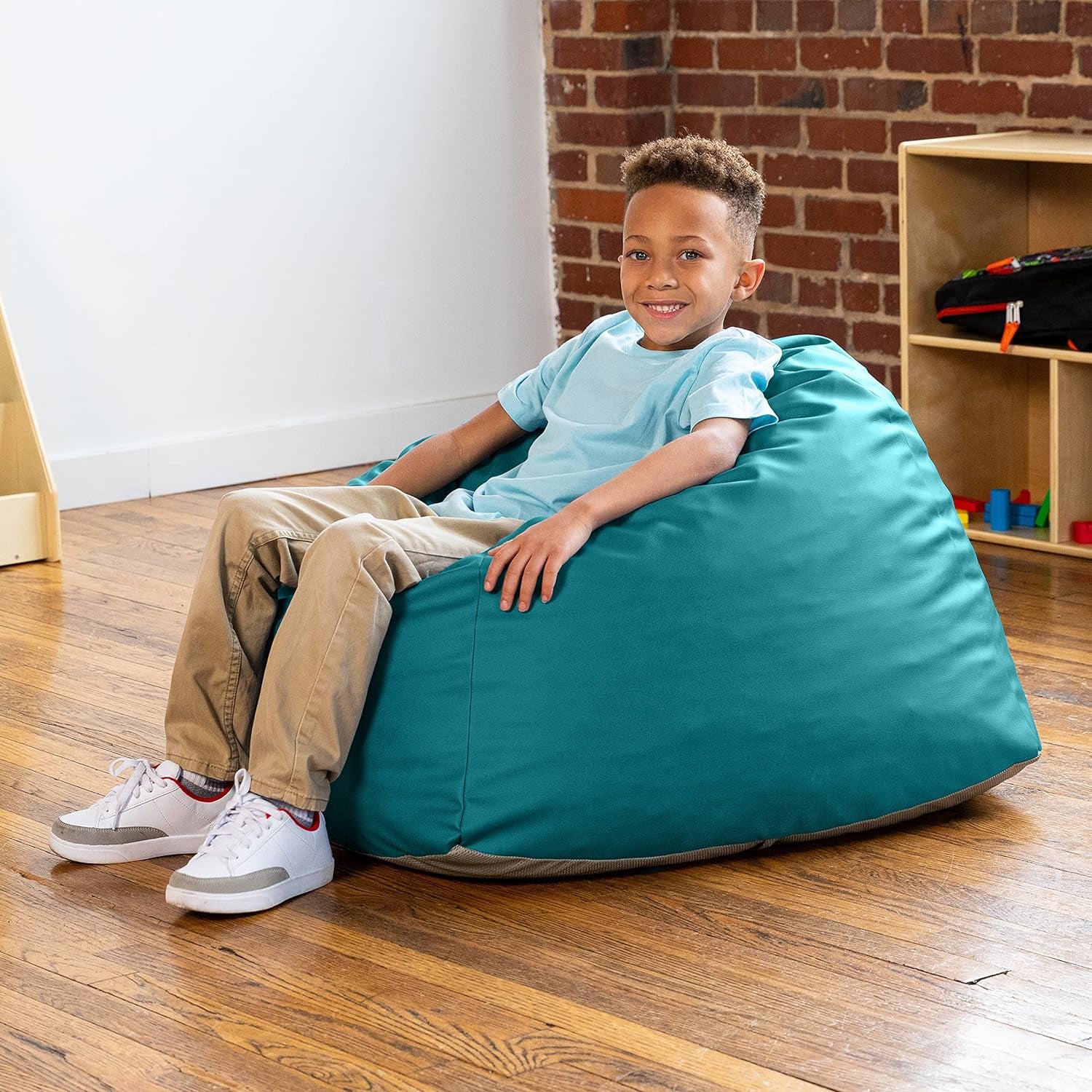 Gumdrop Jr. Kids Bean Bag for Early Childhood & Educational Environments, Premium Vinyl - Turquoise