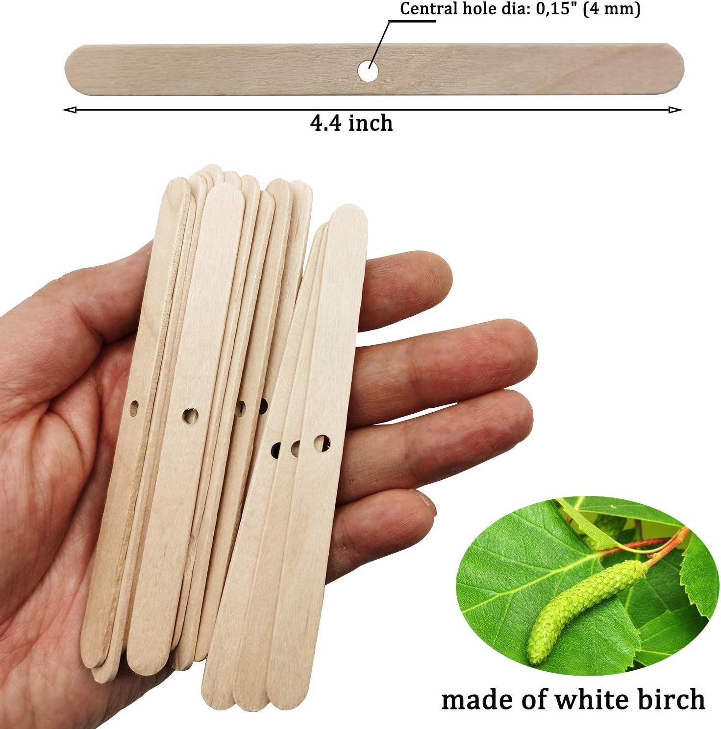 Wooden Candle Wick Holders,Candle Wicks Centering Device,Candle Wick Bars,Wick Holders for Candle Making,Wick Clips for Candles,Candle Centering Tool,120 Pack