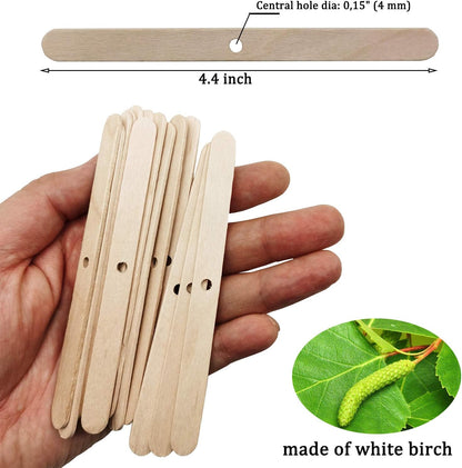 Wooden Candle Wick Holders,Candle Wicks Centering Device,Candle Wick Bars,Wick Holders for Candle Making,Wick Clips for Candles,Candle Centering Tool,120 Pack