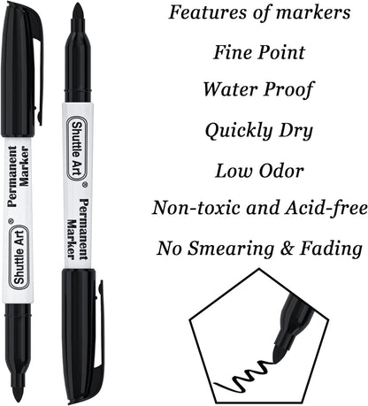 Permanent Markers, 30 Pack Black Permanent Marker Set,Fine Point, Works on Plastic,Wood,Stone,Metal and Glass for Doodling, Marking