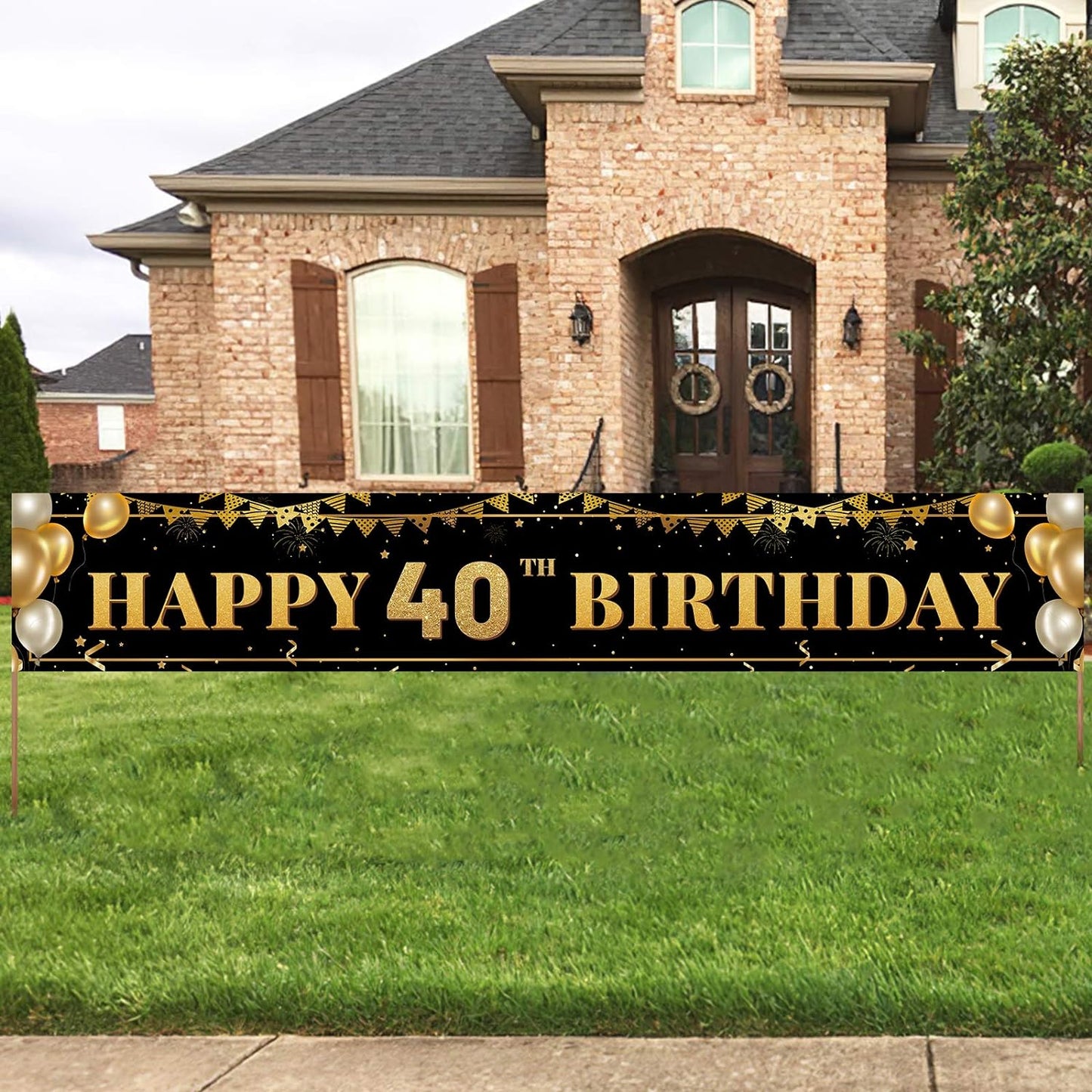 Large Happy 50Th Birthday Decoration Banner, Black and Gold Happy 50Th Birthday Banner Sign, 50Th Birthday Party Decorations Supplies(9.8X1.6Ft)