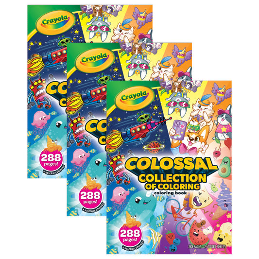 Colossal Collection of Coloring, 288 Coloring Book Pages with 2 Sticker Sheets, Pack of 3