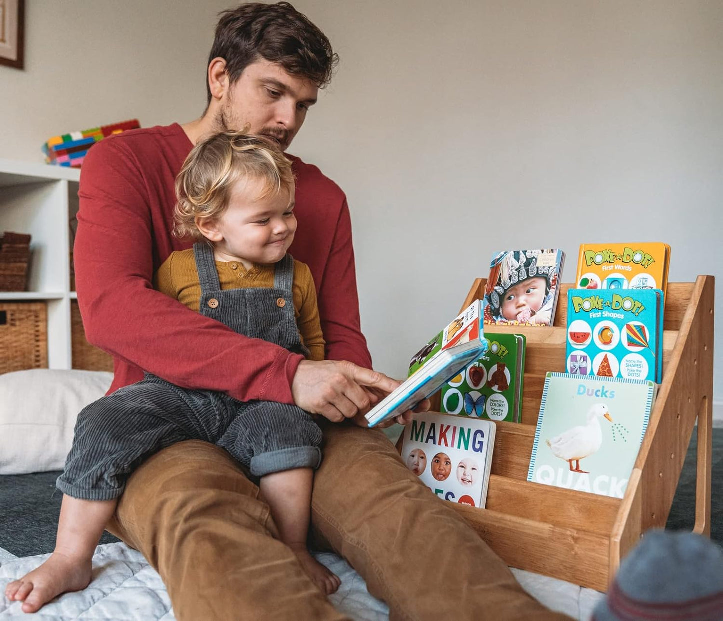 Montessori Bookshelf - Book Display Shelf for Toddler - Forward/Front Facing Bookcase Rack Display