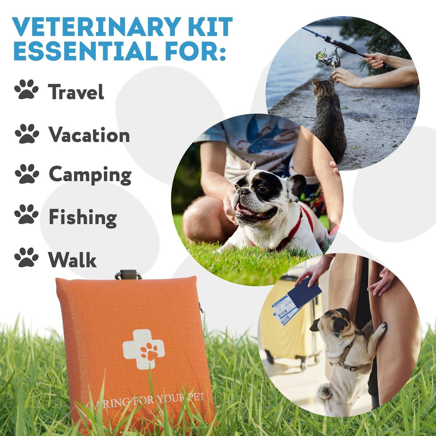 Animal First Aid Kit. Portable Pet Emergency Kit of 17 Pcs. Lightweight Dog