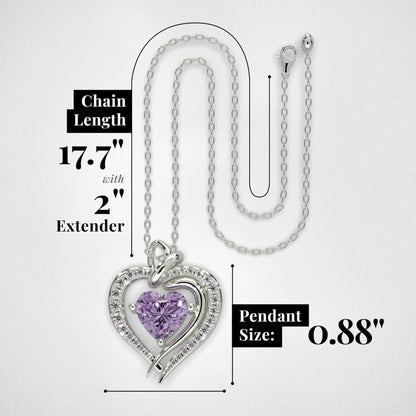 925 Sterling Silver Heart Necklace   Birthstone Elegant Pendant for Women