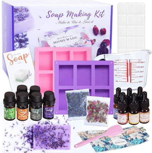 DIY Melt & Pour Shea Butter Soap Making Kit, Includes Shea Butter Soap Base, Glass Measuring Cup, Liquid Dye