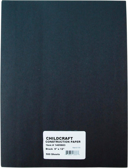 Construction Paper, 9 X 12 Inches, Black, 500 Sheets - 1465883