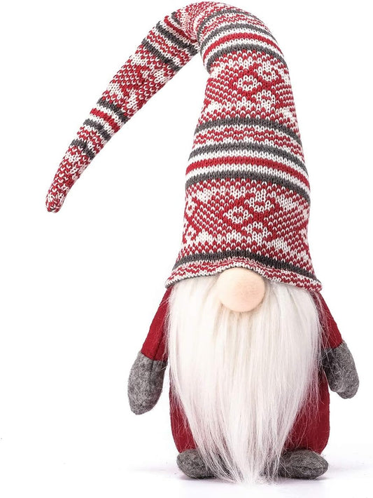 Holiday Gnome Handmade Swedish Tomte, Christmas Elf Decoration Ornaments Thanks Giving Day Gifts Swedish Gnomes Tomte (Red Stripe - 19 Inches)