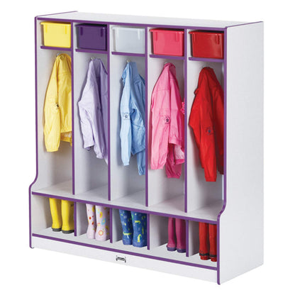 Rainbow Accents 0468JCWW003 5 Sections Coat Locker with Step, Blue